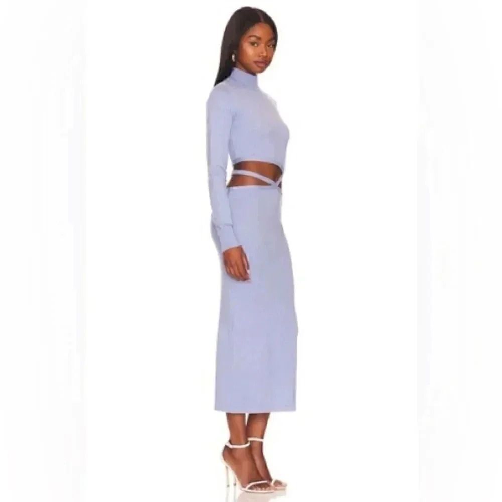 NWT ATOIR X REVOLVE powder blue cashmere blend Jed cut out midi dress size small